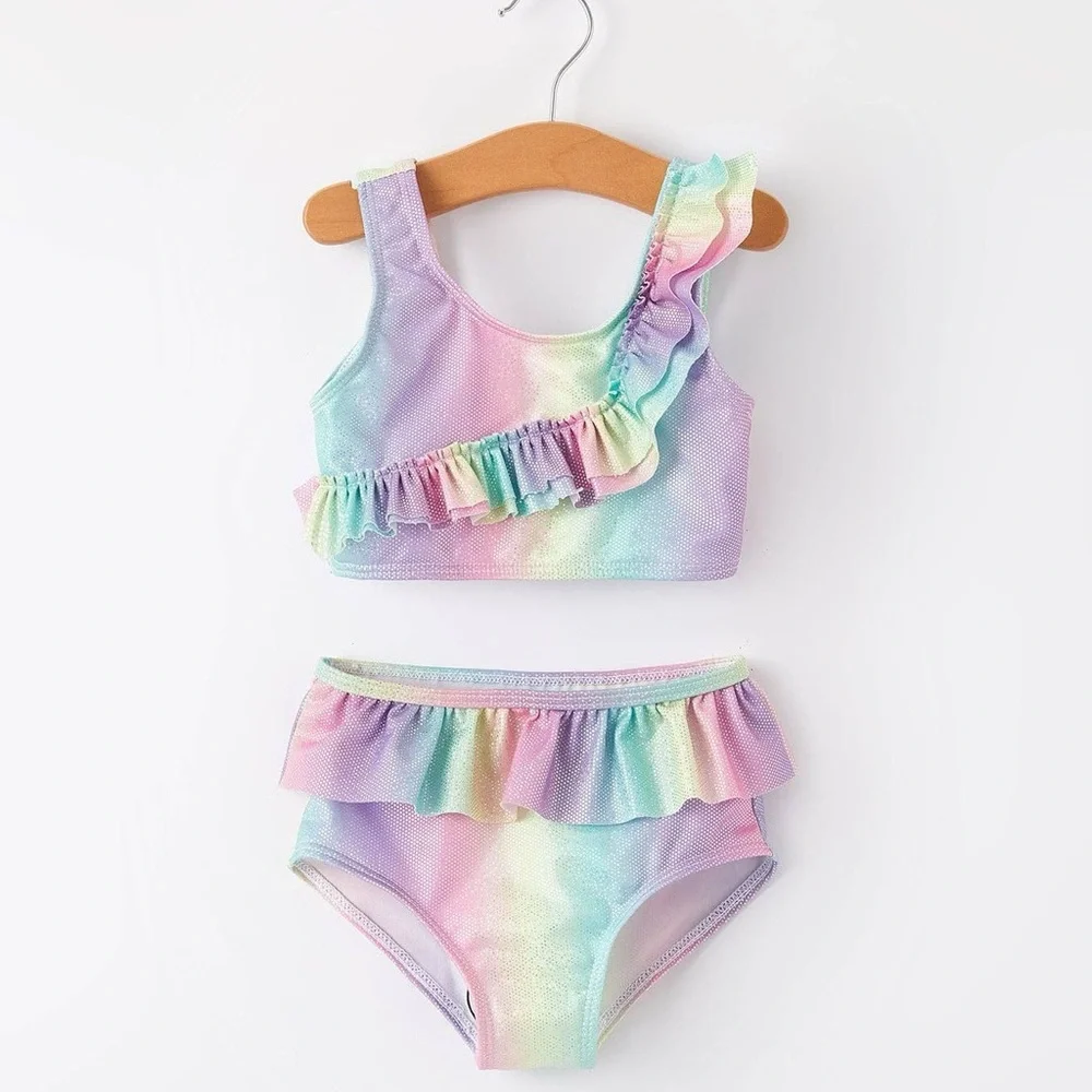 Rylee Faith Toddler Girl Sparkle Rainbow Bikini Swimsuit 3T